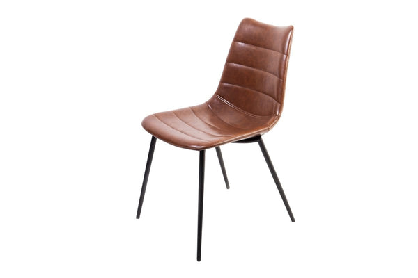 Chairs Dining Room Chairs - Two 32" Brown Leatherette and Iron Dining Chairs HomeRoots