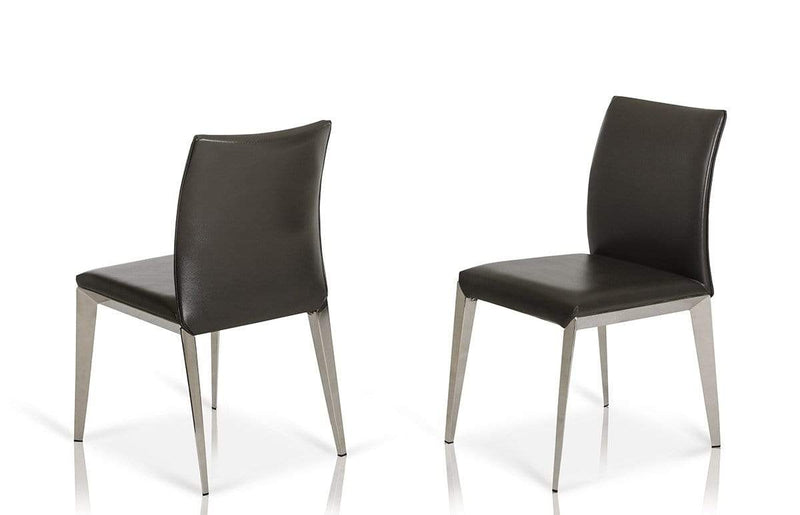 Chairs Dining Room Chairs - Two 36" Dark Grey Leatherette and Metal Dining Chair HomeRoots