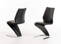 Chairs Dining Room Chairs - Two 37" Black Leatherette and Steel Dining Chairs HomeRoots
