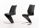 Chairs Dining Room Chairs - Two 37" Black Leatherette and Steel Dining Chairs HomeRoots