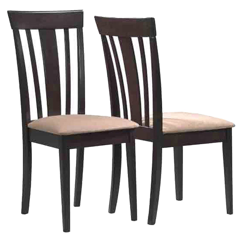 Chairs Dining Room Chairs - Two 38.25" Cappuccino MDF, Brown Microfiber, and Foam Dining Chairs HomeRoots