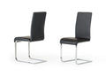 Chairs Dining Room Chairs - Two 38" Black Leatherette and Metal Dining Chairs HomeRoots