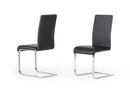 Chairs Dining Room Chairs - Two 38" Black Leatherette and Metal Dining Chairs HomeRoots