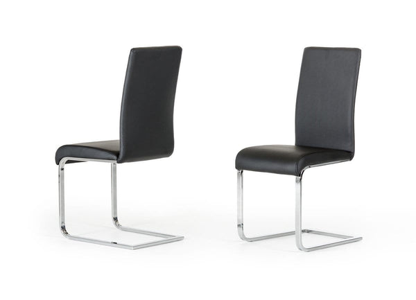 Chairs Dining Room Chairs - Two 38" Black Leatherette and Metal Dining Chairs HomeRoots