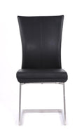 Chairs Dining Room Chairs - Two 38" Black Leatherette and Steel Dining Chairs HomeRoots
