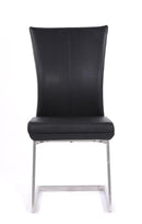 Chairs Dining Room Chairs - Two 38" Black Leatherette and Steel Dining Chairs HomeRoots
