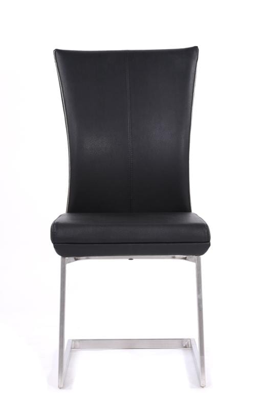 Chairs Dining Room Chairs - Two 38" Black Leatherette and Steel Dining Chairs HomeRoots