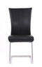 Chairs Dining Room Chairs - Two 38" Black Leatherette and Steel Dining Chairs HomeRoots
