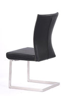 Chairs Dining Room Chairs - Two 38" Black Leatherette and Steel Dining Chairs HomeRoots