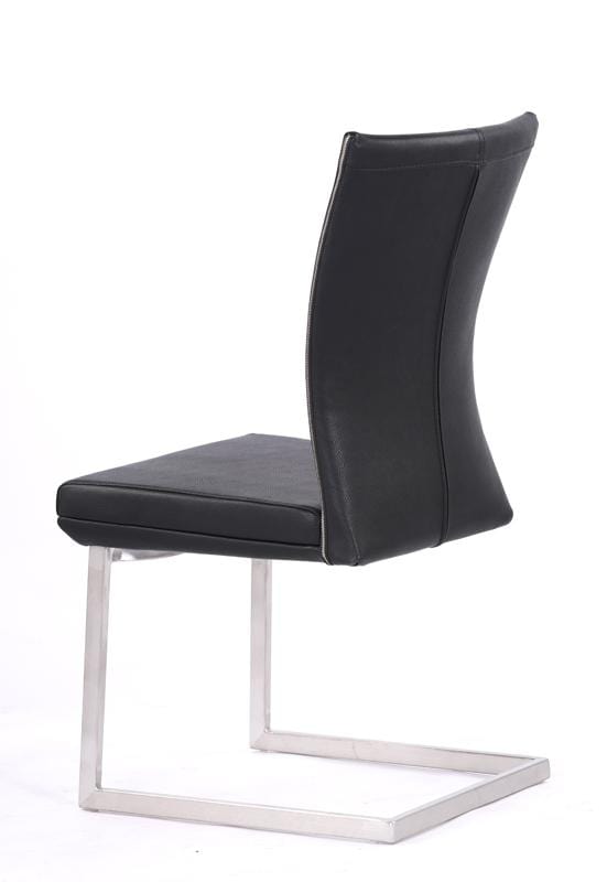 Chairs Dining Room Chairs - Two 38" Black Leatherette and Steel Dining Chairs HomeRoots
