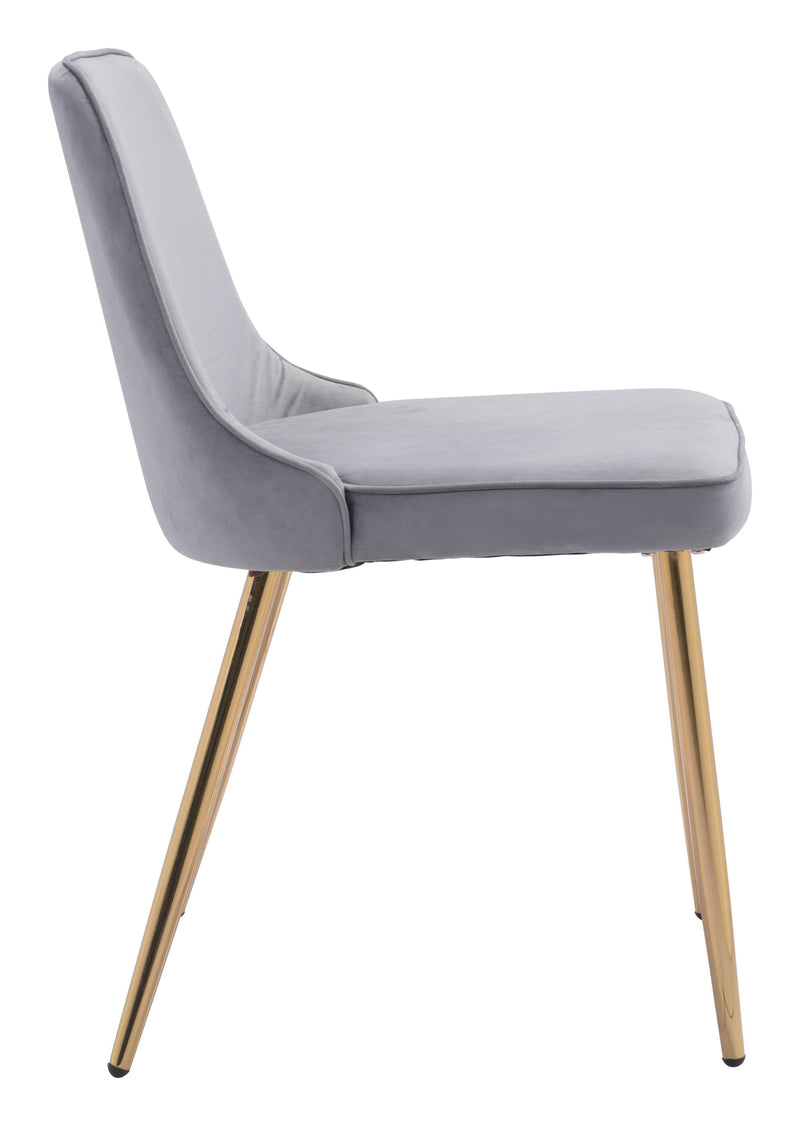 Chairs Dining Table Chairs - 19.7" x 24.2" x 33.5" Gray, Velvet, Steel, Dining Chair HomeRoots