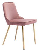 Chairs Dining Table Chairs - 19.7" x 24.2" x 33.5" Pink, Velvet, Steel, Dining Chair HomeRoots