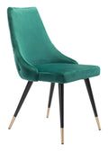 Chairs Dining Table Chairs - 20.5" x 24.6" x 34.8" Green, Velvet, Stainless Steel, Dining Chair - Set of 2 HomeRoots