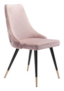 Chairs Dining Table Chairs - 20.5" x 24.6" x 34.8" Pink, Velvet, Stainless Steel, Dining Chair - Set of 2 HomeRoots