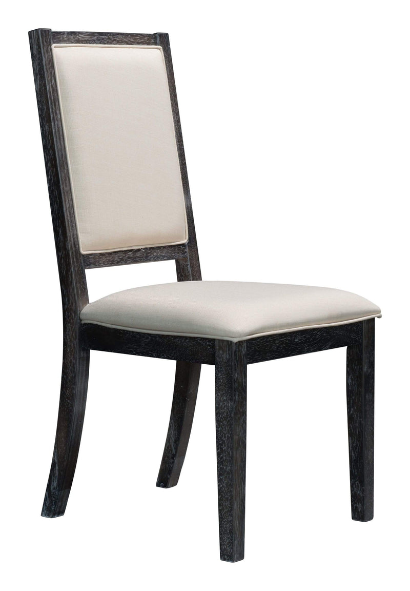 Chairs Dining Table Chairs - 20.5" x 24" x 40" Gray & Beige, Rubberwood, Dining Chair - Set of 2 HomeRoots