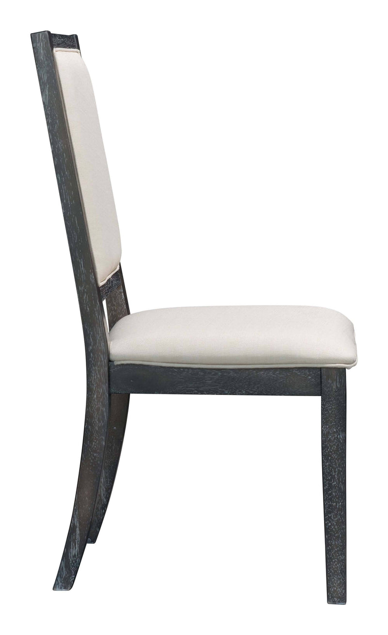 Chairs Dining Table Chairs - 20.5" x 24" x 40" Gray & Beige, Rubberwood, Dining Chair - Set of 2 HomeRoots