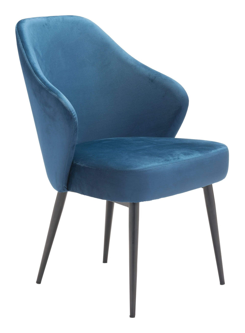 Chairs Dining Table Chairs - 23.2" x 25.2" x 34.6" Navy, Velvet, Steel, Dining Chair HomeRoots