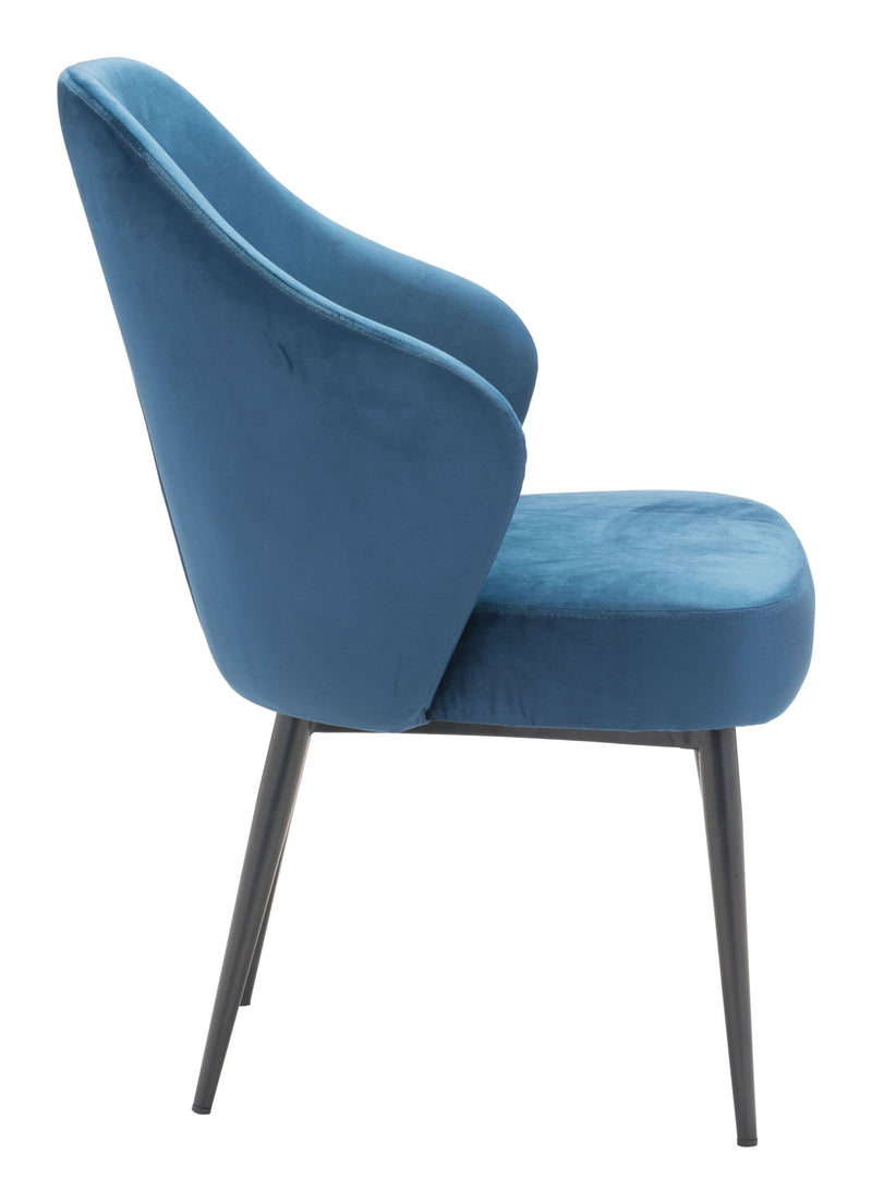 Chairs Dining Table Chairs - 23.2" x 25.2" x 34.6" Navy, Velvet, Steel, Dining Chair HomeRoots