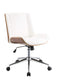 Chairs Ergonomic Office Chair - 21" X 25" X 34-38" White Leatherette And Walnut Office Chair HomeRoots
