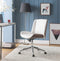 Chairs Ergonomic Office Chair - 21" X 25" X 34-38" White Leatherette And Walnut Office Chair HomeRoots
