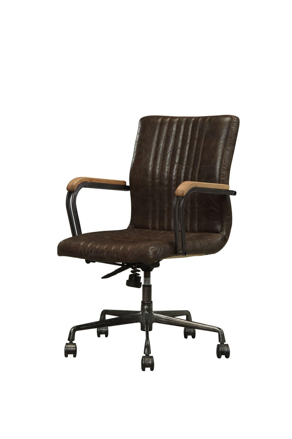 Chairs Ergonomic Office Chair - 22" X 26" X 35-3" Distressed Chocolate Top Grain Leather Executive Office Chair HomeRoots
