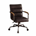 Chairs Ergonomic Office Chair - 22" X 26" X 35-38" Antique Ebony Top Grain Leather Office Chair HomeRoots