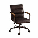 Chairs Ergonomic Office Chair - 22" X 26" X 35-38" Antique Ebony Top Grain Leather Office Chair HomeRoots