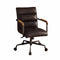 Chairs Ergonomic Office Chair - 22" X 26" X 35-38" Antique Ebony Top Grain Leather Office Chair HomeRoots