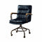 Chairs Ergonomic Office Chair - 22" X 26" X 36" Vintage Blue Top Grain Leather Office Chair HomeRoots