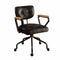 Chairs Ergonomic Office Chair - 24" X 25" X 32" Vintage Black Top Grain Leather Office Chair HomeRoots