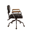 Chairs Ergonomic Office Chair - 24" X 25" X 32" Vintage Black Top Grain Leather Office Chair HomeRoots