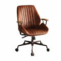 Chairs Ergonomic Office Chair - 24" X 28" X 37-40" Cocoa Top Grain Leather Office Chair HomeRoots