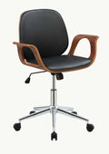 Chairs Ergonomic Office Chair - 26" X 22" X 34" Black And Walnut Office Chair HomeRoots