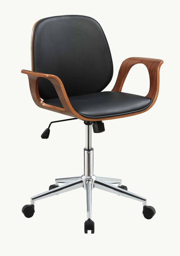Chairs Ergonomic Office Chair - 26" X 22" X 34" Black And Walnut Office Chair HomeRoots