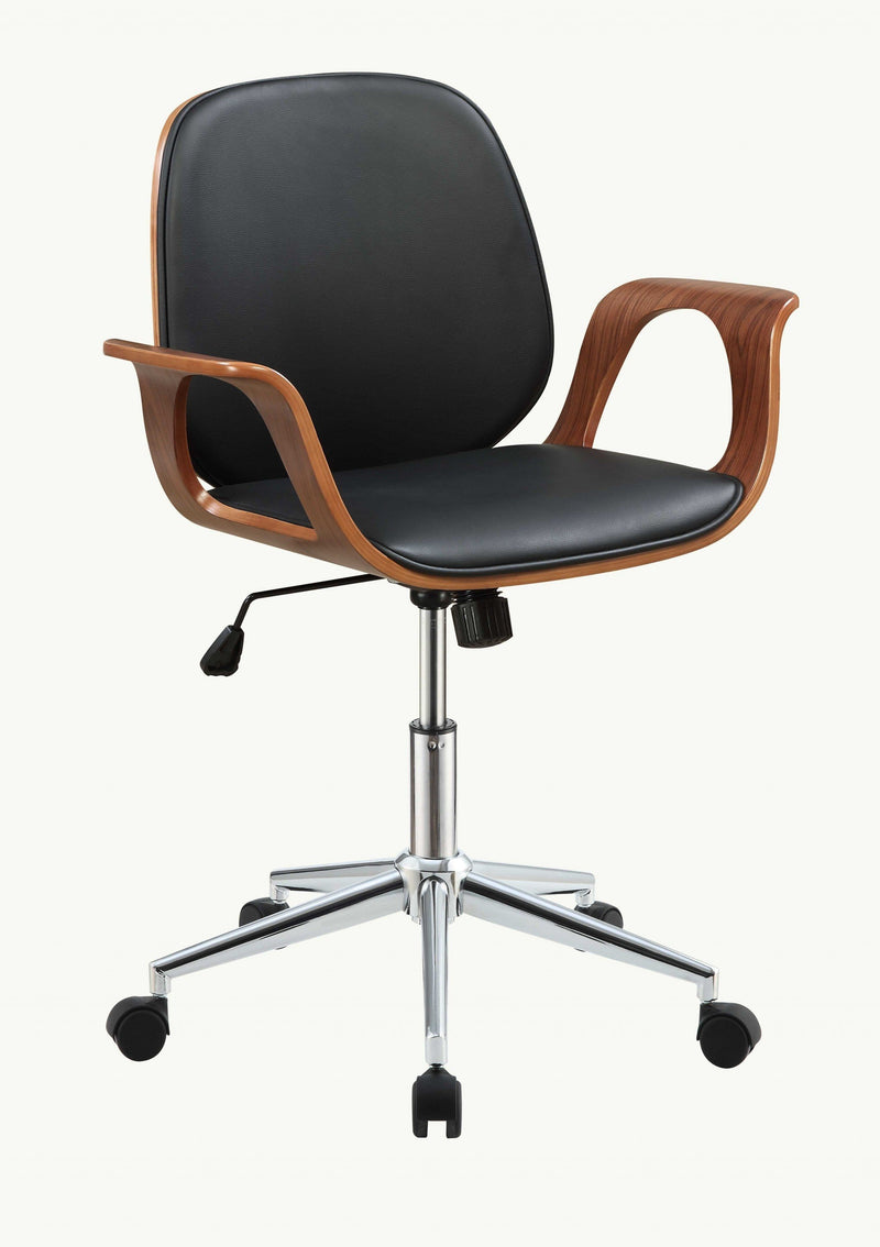 Chairs Ergonomic Office Chair - 26" X 22" X 34" Black And Walnut Office Chair HomeRoots