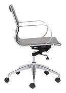 Chairs Ergonomic Office Chair - 27.6" x 27.6" x 33.9" Gray, Leatherette, Chromed Steel, Low Back Office Chair HomeRoots