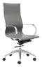 Chairs Ergonomic Office Chair - 27.6" x 27.6" x 42.9" Gray, Leatherette, Chromed Steel, High Back Office Chair HomeRoots