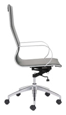 Chairs Ergonomic Office Chair - 27.6" x 27.6" x 42.9" Gray, Leatherette, Chromed Steel, High Back Office Chair HomeRoots
