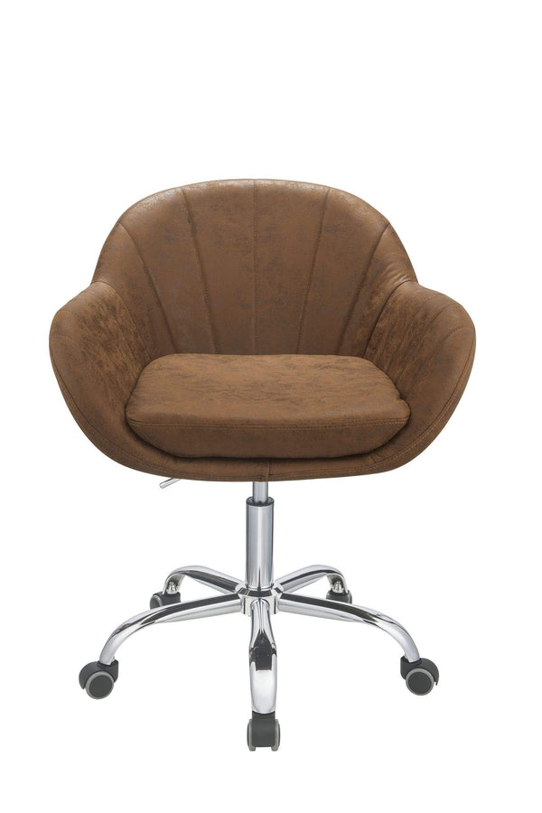 Chairs Ergonomic Office Chair - 28" X 27" X 31" Brown Metal Tube Office Chair HomeRoots