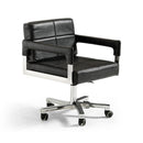 Chairs Ergonomic Office Chair - 29" Black Bonded Leather and Steel Office Chair HomeRoots