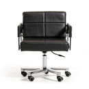 Chairs Ergonomic Office Chair - 29" Black Bonded Leather and Steel Office Chair HomeRoots