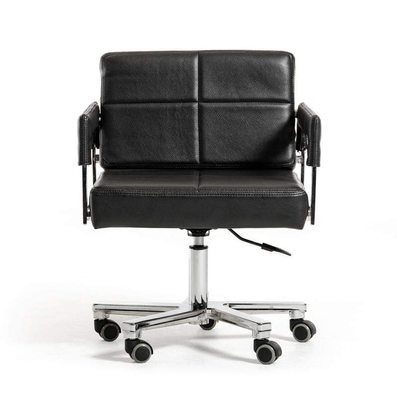 Chairs Ergonomic Office Chair - 29" Black Bonded Leather and Steel Office Chair HomeRoots
