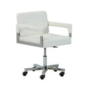 Chairs Ergonomic Office Chair - 29" White Bonded Leather and Steel Office Chair HomeRoots