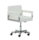 Chairs Ergonomic Office Chair - 29" White Bonded Leather and Steel Office Chair HomeRoots