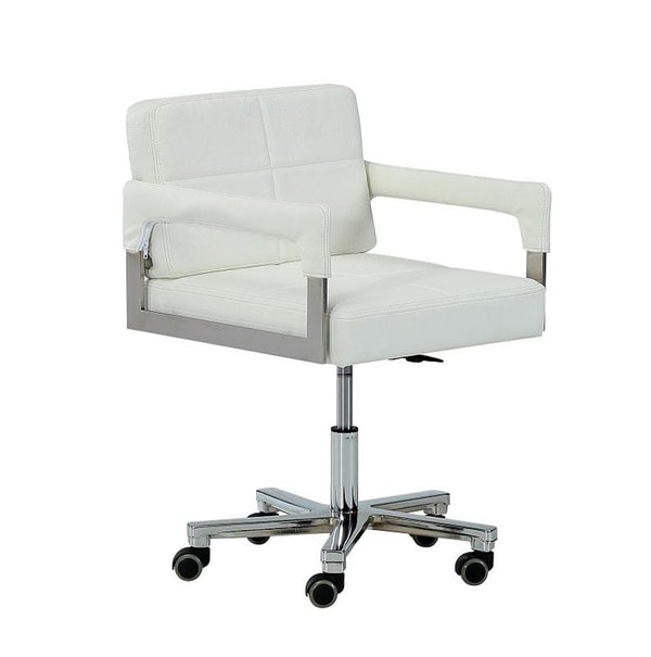 Chairs Ergonomic Office Chair - 29" White Bonded Leather and Steel Office Chair HomeRoots