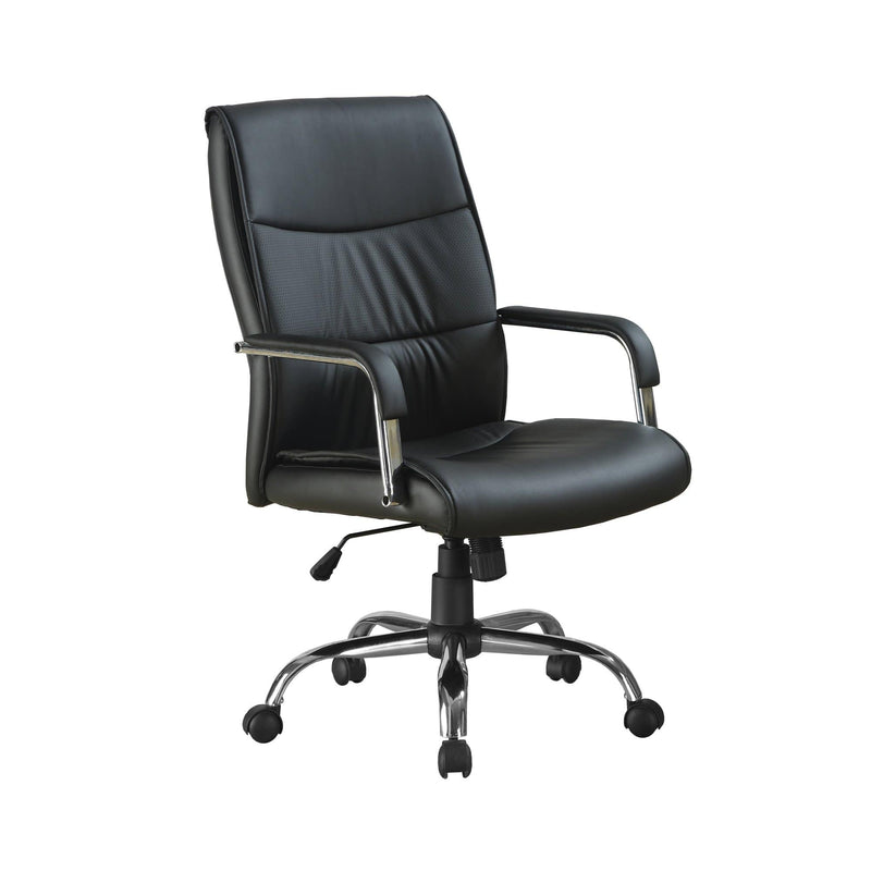 Chairs Ergonomic Office Chair - 41.5" Black Leather Look, Foam, and Metal Office Chair HomeRoots