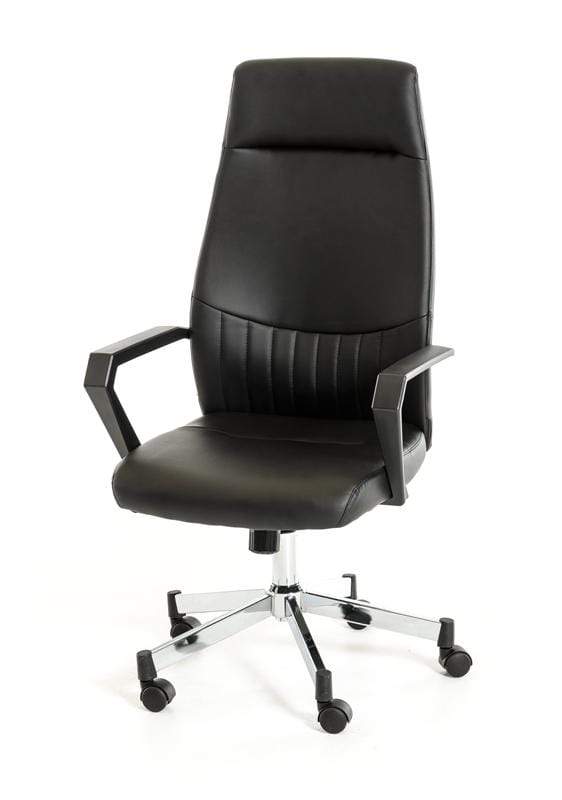 Chairs Ergonomic Office Chair - 47" Black Leatherette, Plastic, and Steel Office Chair HomeRoots