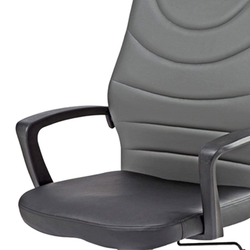 Chairs Ergonomic Office Chair - 48" Black Leatherette, Plastic, and Steel Office Chair HomeRoots