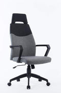 Chairs Ergonomic Office Chair - 48" Grey and Black Fabric, Plastic, and Steel Office Chair HomeRoots