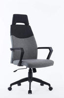 Chairs Ergonomic Office Chair - 48" Grey and Black Fabric, Plastic, and Steel Office Chair HomeRoots